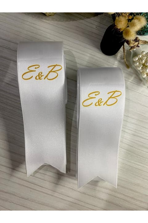 Düğün Nişan Gelin Damat Gold Baskılı Takı Kurdelesi
