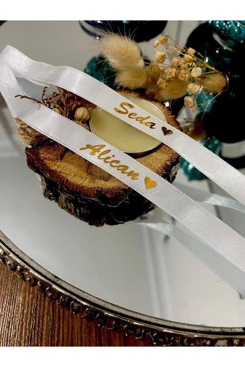 Söz & Nişan Yüzük Kurdelesi incisiz kalpli