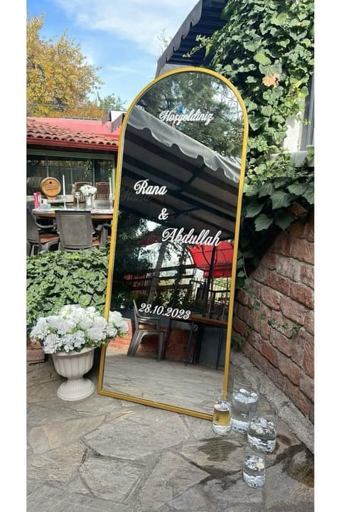 Düğün Nişan Söz Kına Ayna Yazısı  35 cm Kişiselleştirilebilir Organizasyon Beyaz Sticker