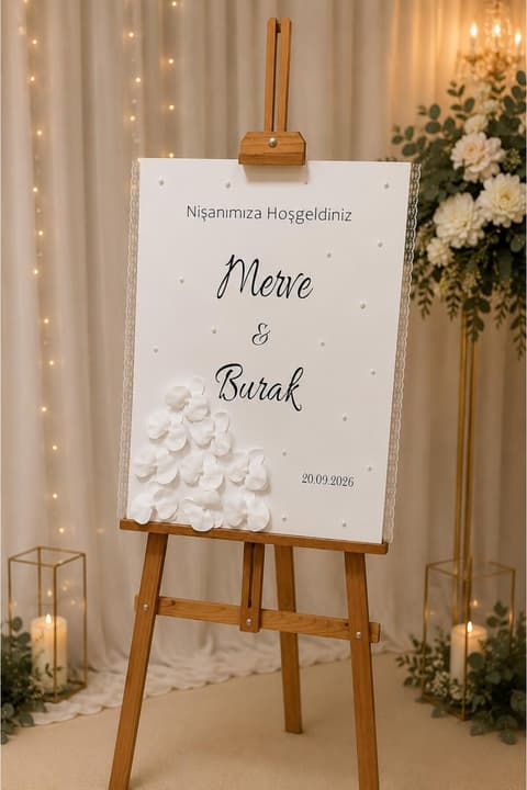 Söz Nişan Düğün Kına Nikah Doğum Günü Parti Karşılama Panosu 50*70 ölçülerinde