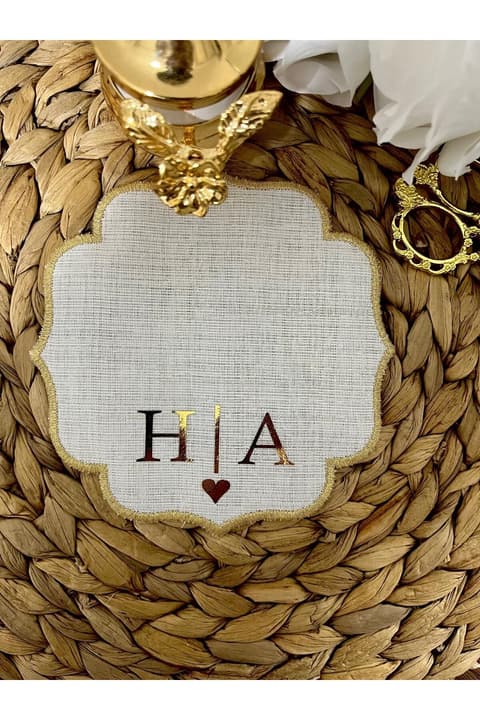 Kişiye Özel Gold Gümüş Baskılı Söz Ve Nişan Kumaş Damat Kahve Peçetesi Mendili