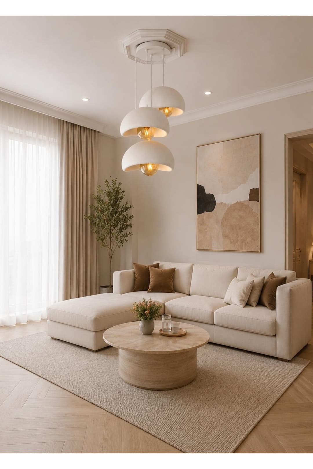 Beton Görünüm 3 Lü Sarkıt Avize Bohem Modern Rustik (Rustik Ampül Hediyedir.)